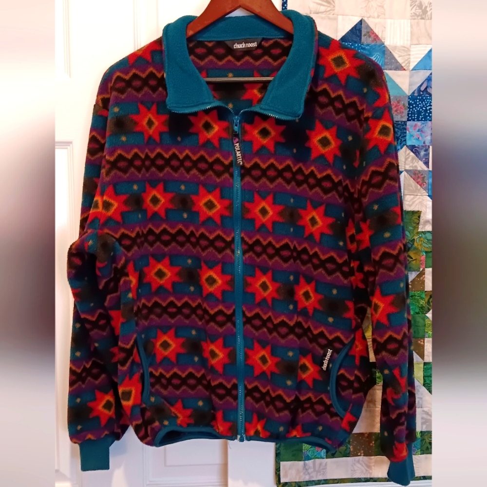Polartec Jacket Teal, Purple, Orange, Size M